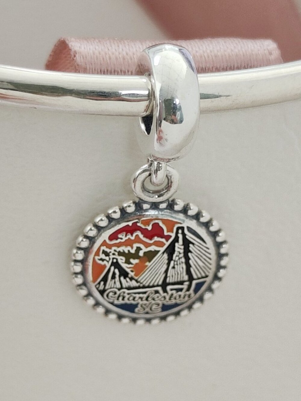 Pandora Charleston SC Dangle Charm Exclusive Travel Pendant S925 Silver with box